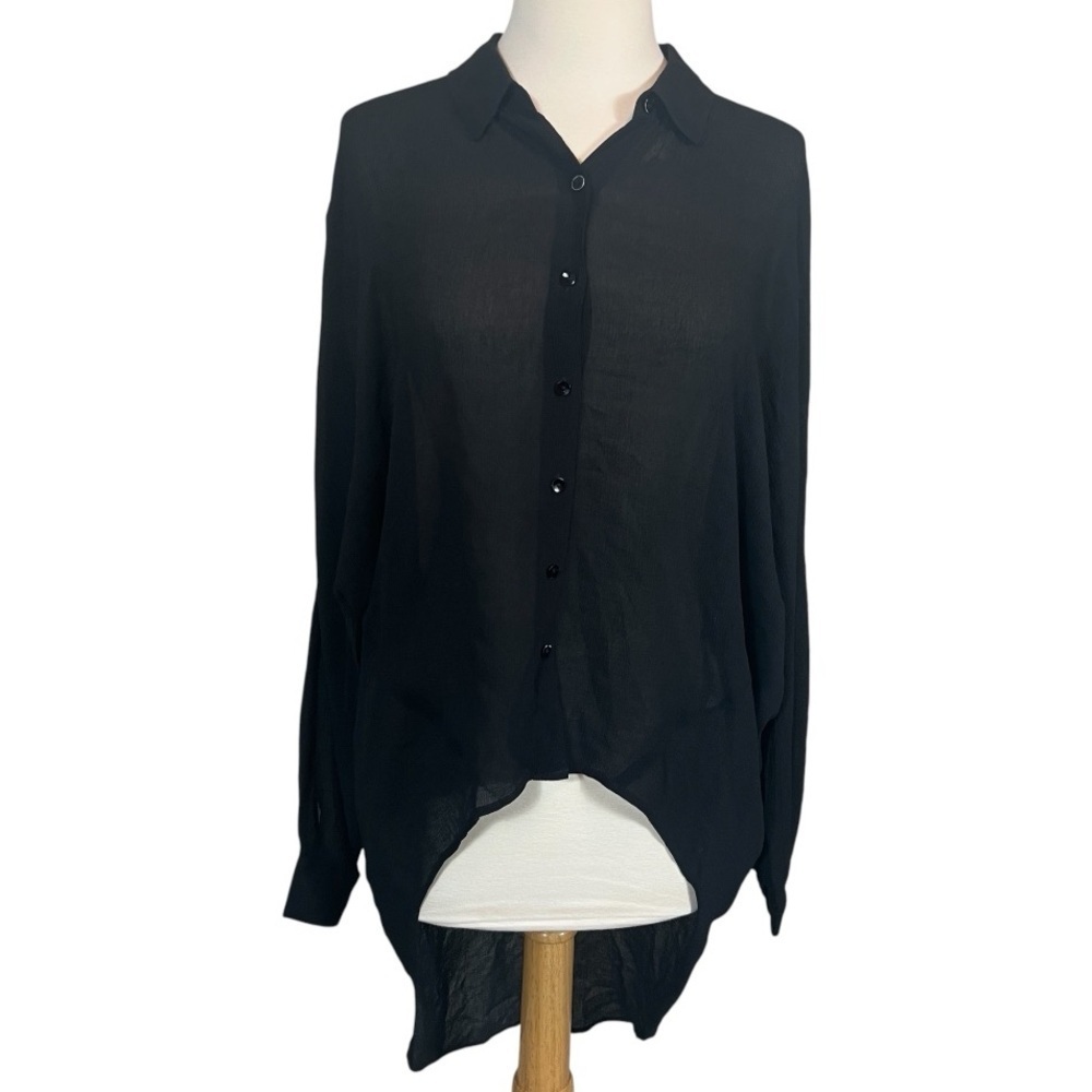 EileenโFisher The Fisher Project Black Silk Hi-LoโBlouse